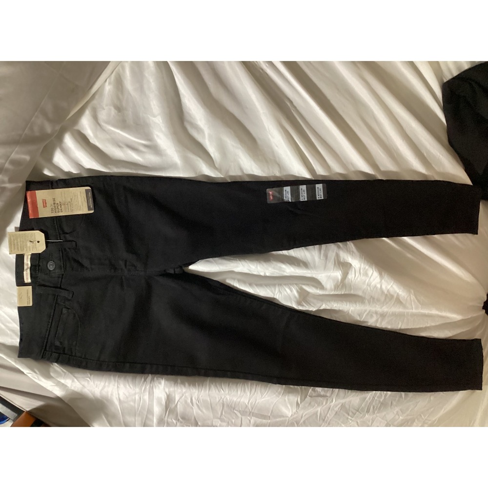 Brand New Levis 720 High Rise Super Skinny Jeans Black W27 L30 Size 4 Medium